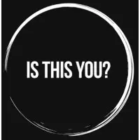 Is This You? logo - wording in white in the centre, inside a large white circle, on a black background