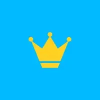 Thoneware logo - yellow crown in simple style and three points, on a bright light blue background.